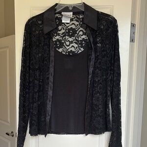 Fashion Bug Black Lace Two Piece Top